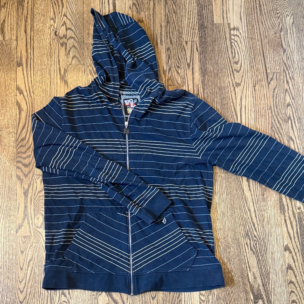 Volcom Black Striped full Zip-Up Hoodie